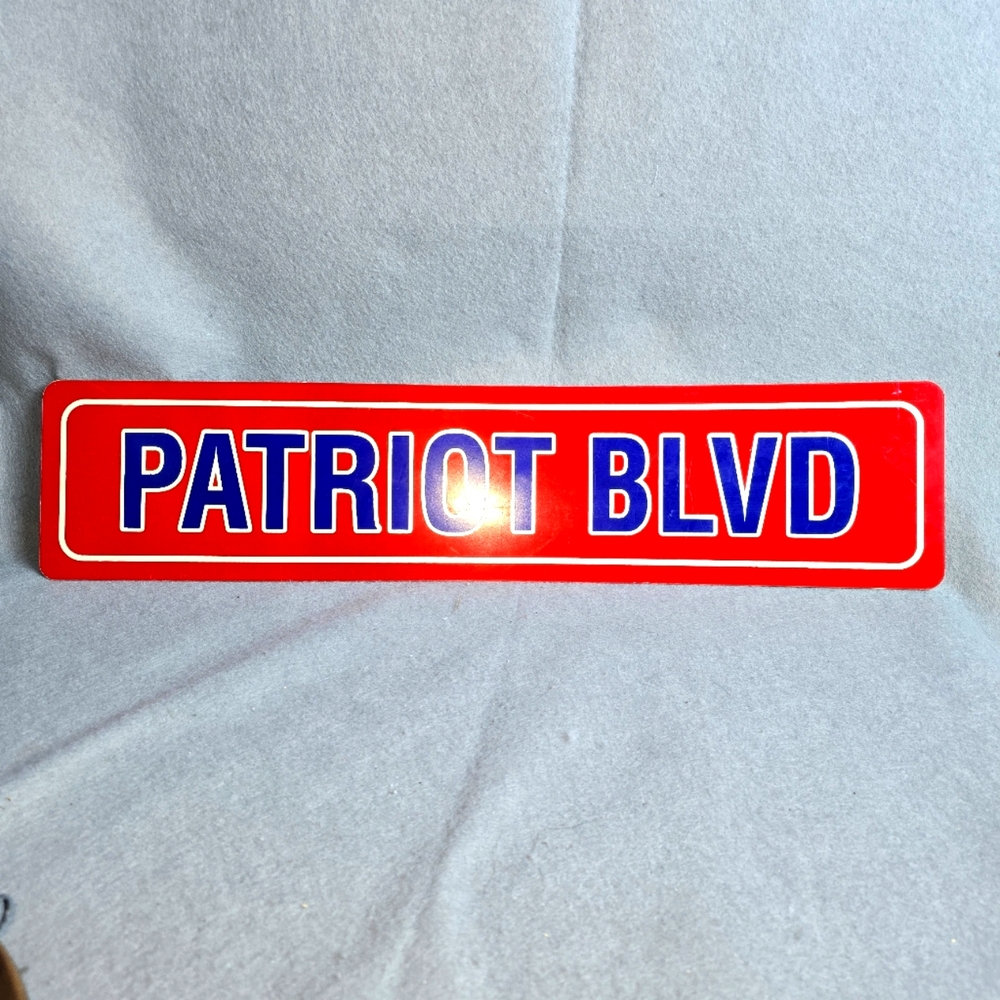 Red Patriot Blvd Street Sign Plastic